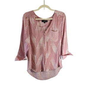 FRED DAVID WOMENS SIZE MEDIUM TOP 3 BUTTON FRONT CLOSURE FRONT POCKET DUSTY PINK
